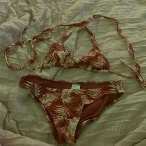 Printed bikini M maroon. 2-piece